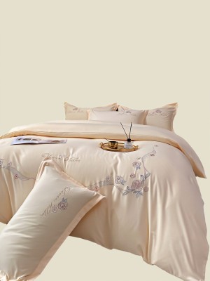 Solid color embroidered four-piece bedding set Solid color embroidered four-piece bedding set