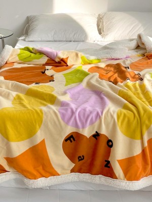 Irregular Color Blocked Lambswool Blanket