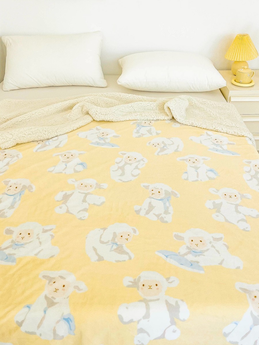 Cartoon Sheep Double Layer Nap Blanket