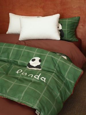 Panda Checkered Cotton Duvet Cover Panda Checkered Cotton Duvet Cover