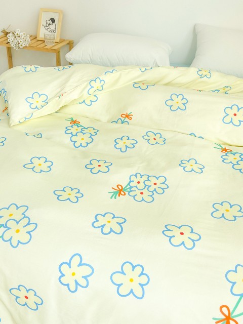 Blue Floral Cotton Duvet Cover