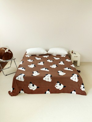 Puppy Illustration Thickened Fleece Bed Sheet Puppy Illustration Thickened Fleece Bed Sheet