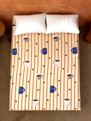 Striped Coffee Cup Print Bed Sheets Striped Coffee Cup Print Bed Sheets