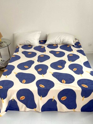 Blue Pear Print Bed Sheet