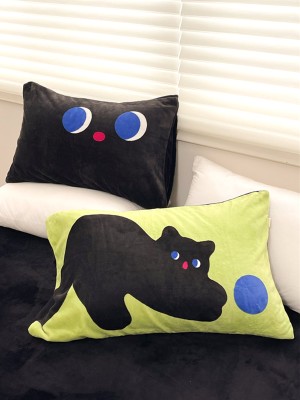 Black Cat Plush Pillowcase