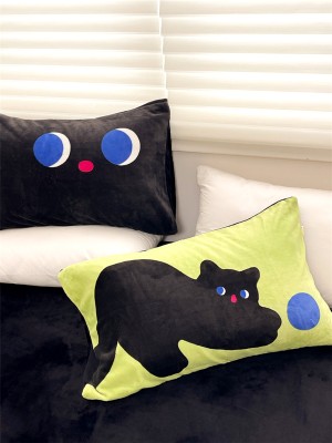 Black Cat Plush Pillowcase Black Cat Plush Pillowcase