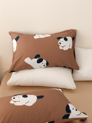 Black and White Puppy Print Cotton Pillowcase Black and White Puppy Print Cotton Pillowcase