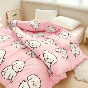 Striped Puppy Cotton Duvet Cover