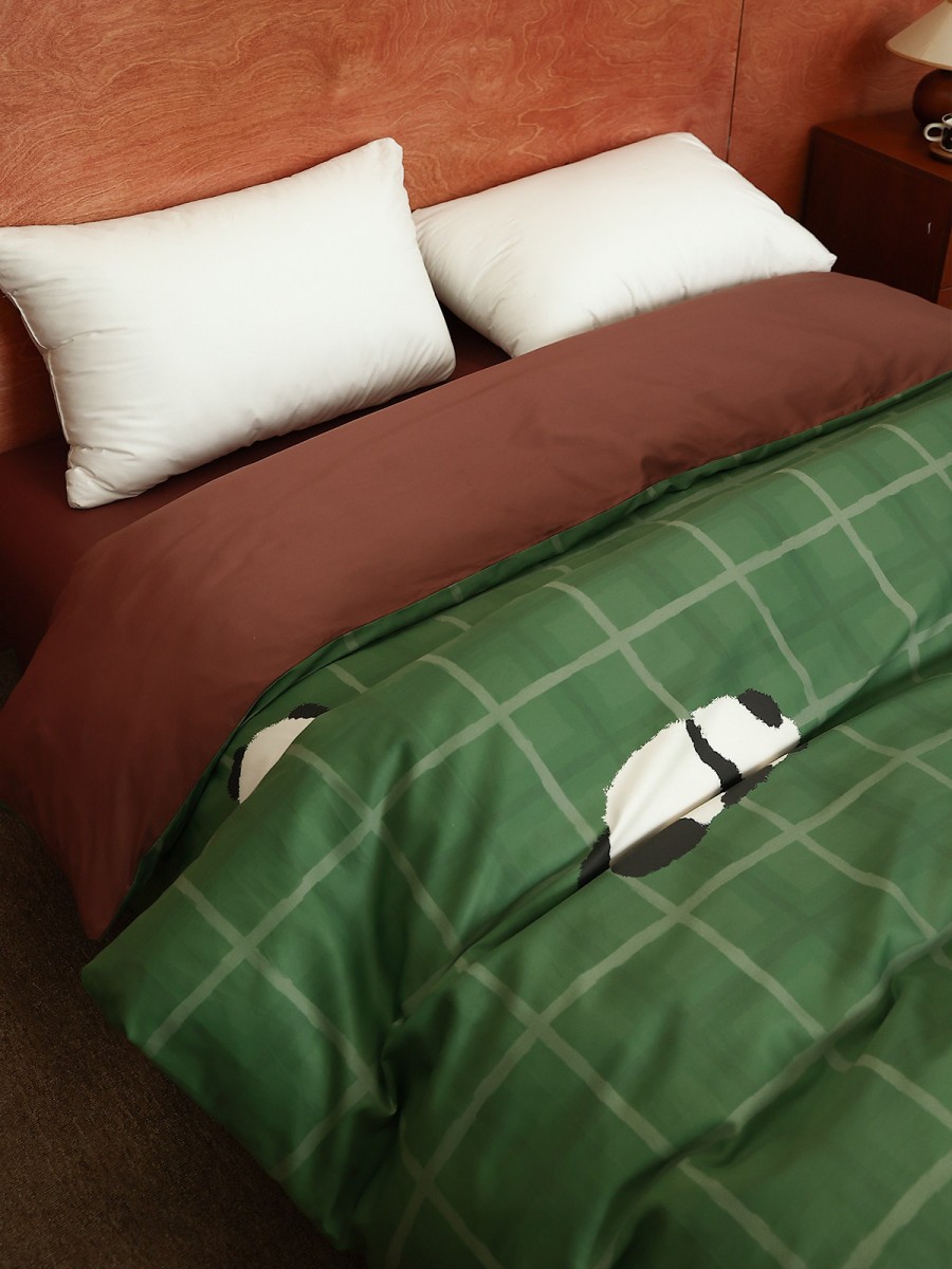 Panda Checkered Cotton Duvet Cover - Image 3