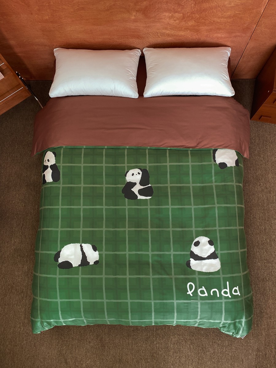 Panda Checkered Cotton Duvet Cover - Image 4
