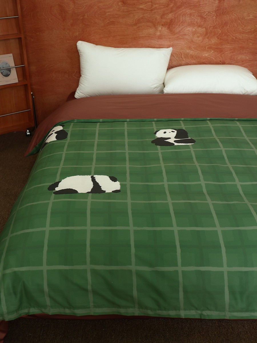 Panda Checkered Cotton Duvet Cover - Image 5