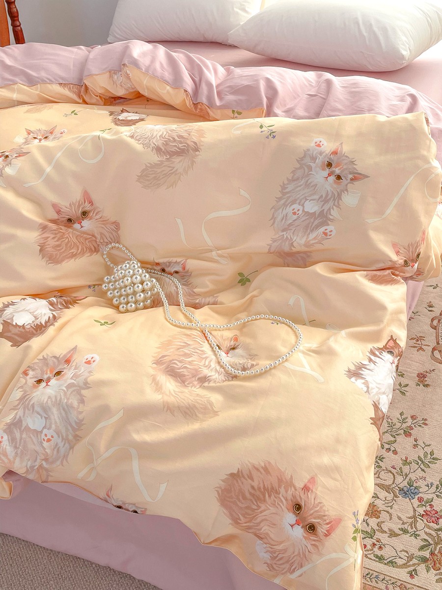Cute Cat Themed 100% Cotton Duvet Cover - Image 3