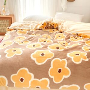 Winter Yellow Floral Plush Duvet Cover