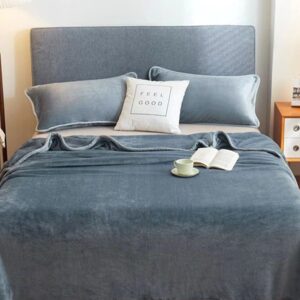 Blue Thickened Milk Fleece Bed Sheet
