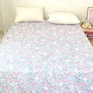 Floral and Bunny Printed 100% Cotton Bed Sheet