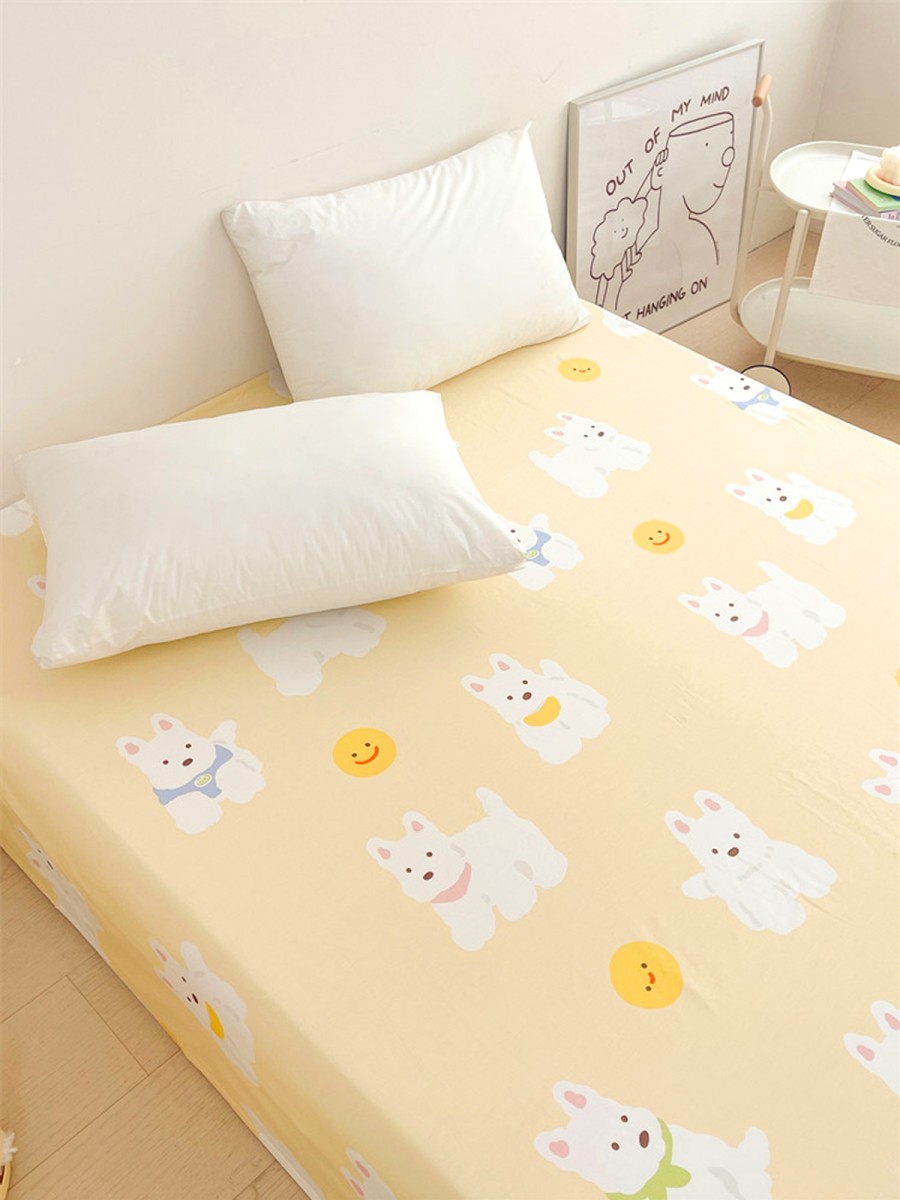 White Puppy Print Cotton Bed Sheet - Image 3