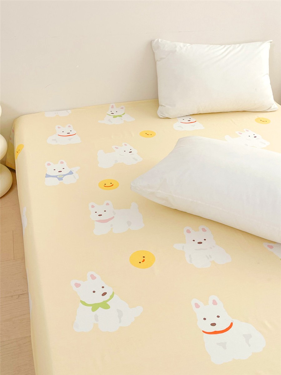White Puppy Print Cotton Bed Sheet - Image 4
