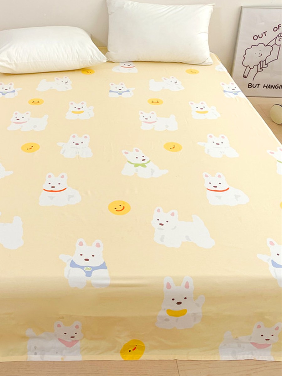 White Puppy Print Cotton Bed Sheet - Image 5