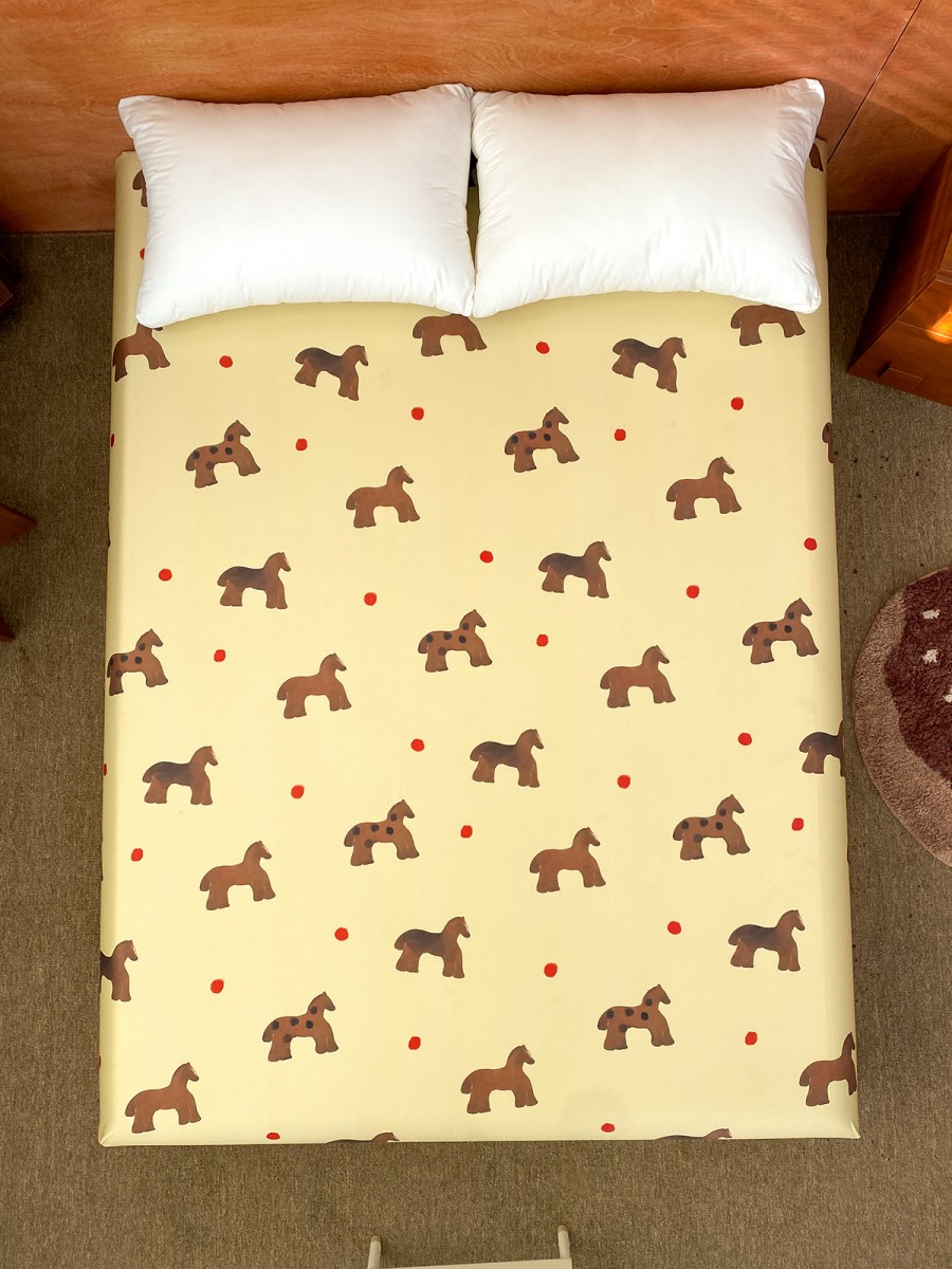 Cartoon Pony Print Long Staple Cotton Bed Sheet - Image 2
