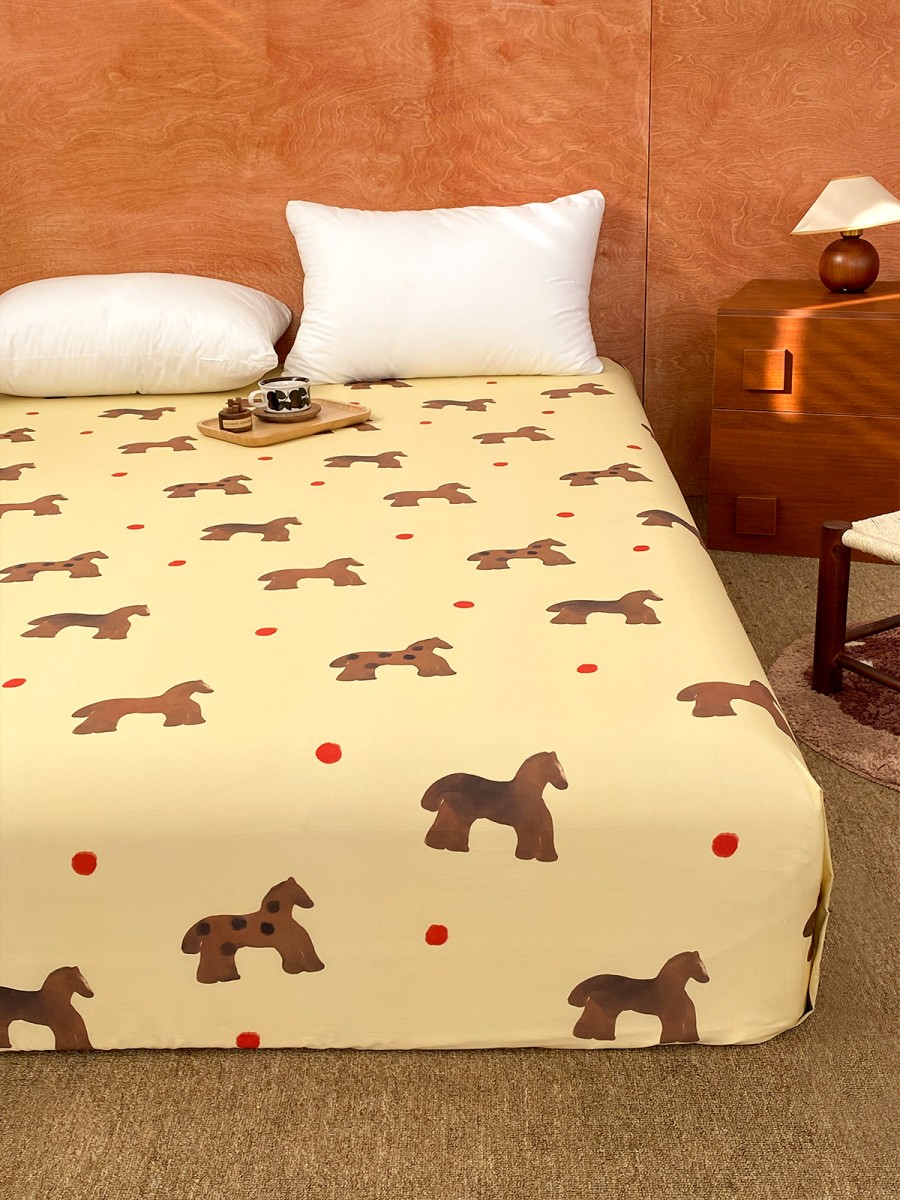 Cartoon Pony Print Long Staple Cotton Bed Sheet - Image 5