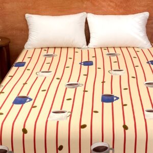 Striped Coffee Cup Print Bed Sheets