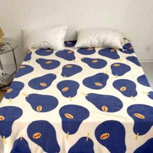 Blue Pear Print Bed Sheet