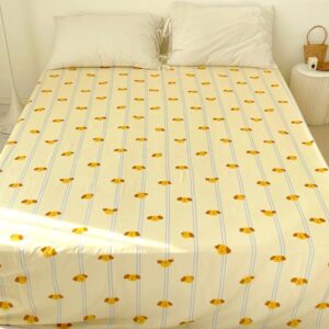 Striped Curly Haired Dog Print Bed Sheet