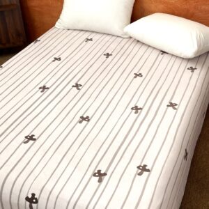 Striped Mushroom Print Bed Sheets