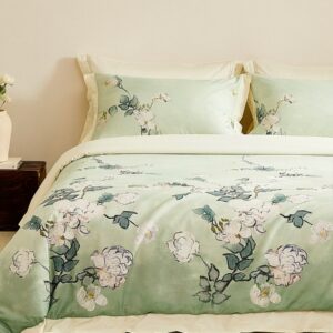 White Rose Print Bedding Set