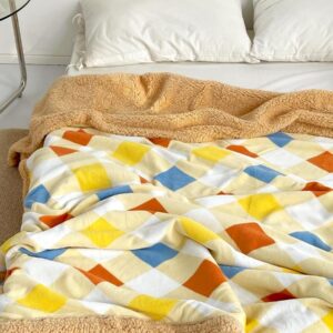 Color-blocked Checkered Lambswool Blanket