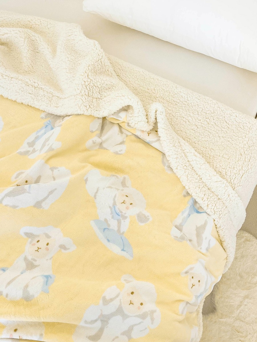 Cartoon Sheep Double Layer Nap Blanket - Image 2