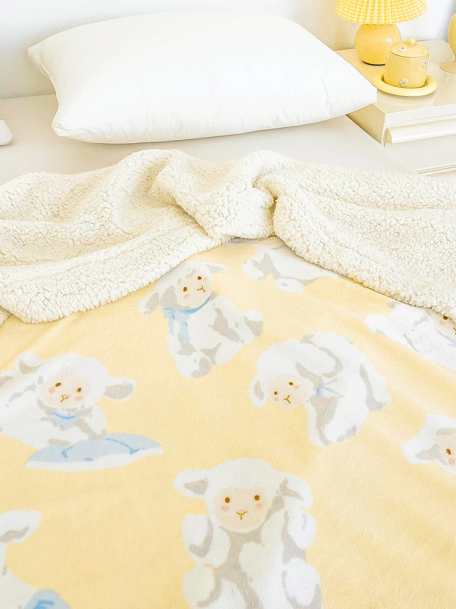 Cartoon Sheep Double Layer Nap Blanket - Image 3