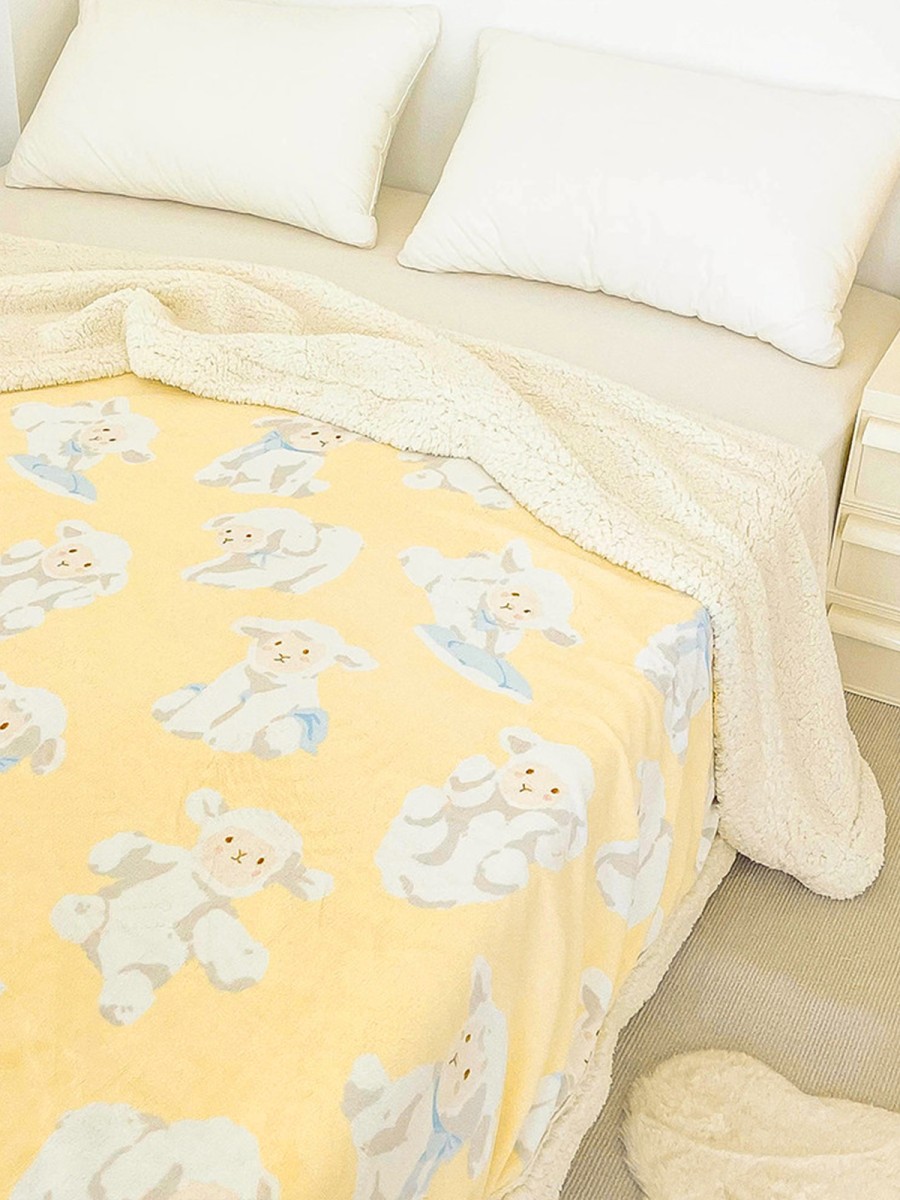 Cartoon Sheep Double Layer Nap Blanket - Image 4