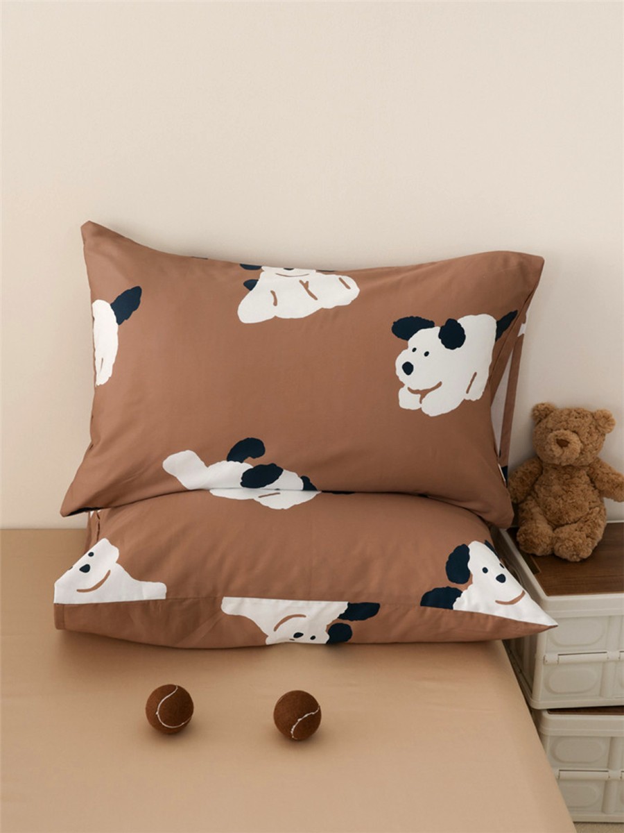 Black and White Puppy Print Cotton Pillowcase - Image 5